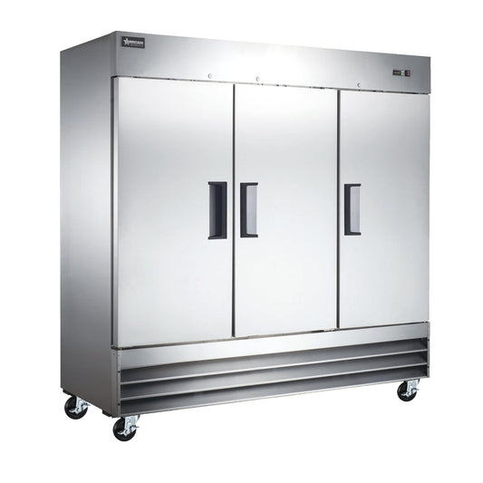 3-door stainless steel freezer 81"