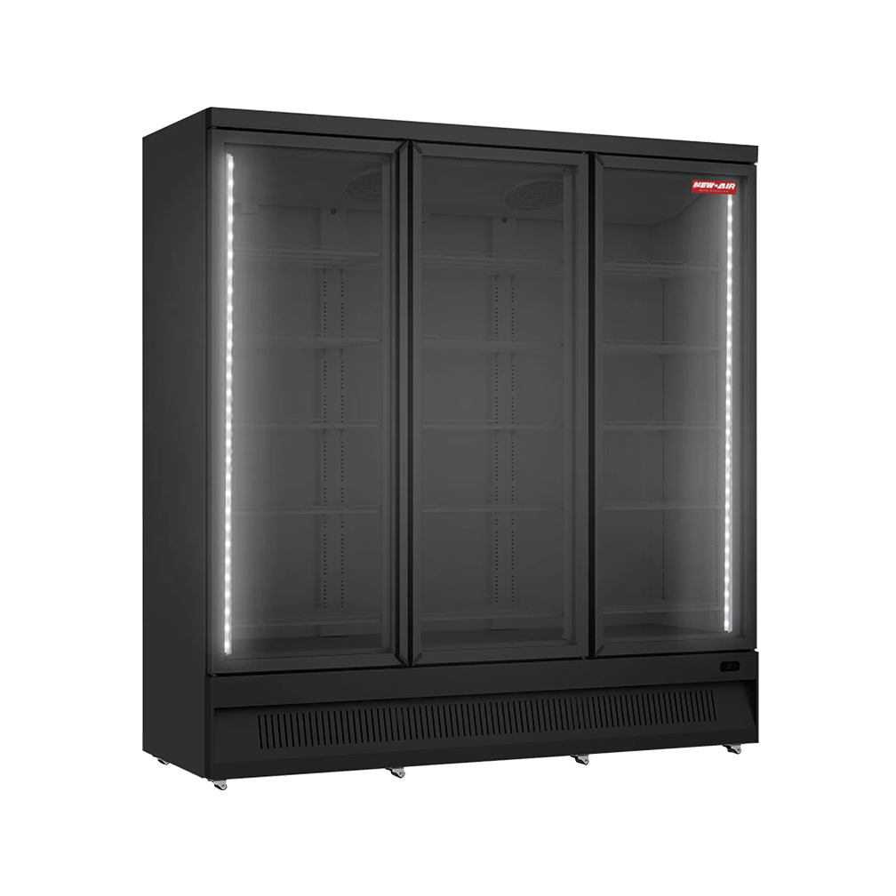 3-Door Glass Swing Door Refrigerator 74"